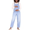 image:imageMotherhood Maternity Womens Barrel Leg Denim Pregnancy Overalls With Adjustable Straps and PocketsAnnie Light Wash