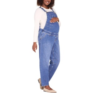 image:imageMotherhood Maternity Womens Barrel Leg Denim Pregnancy Overalls With Adjustable Straps and PocketsMetz Medium Wash
